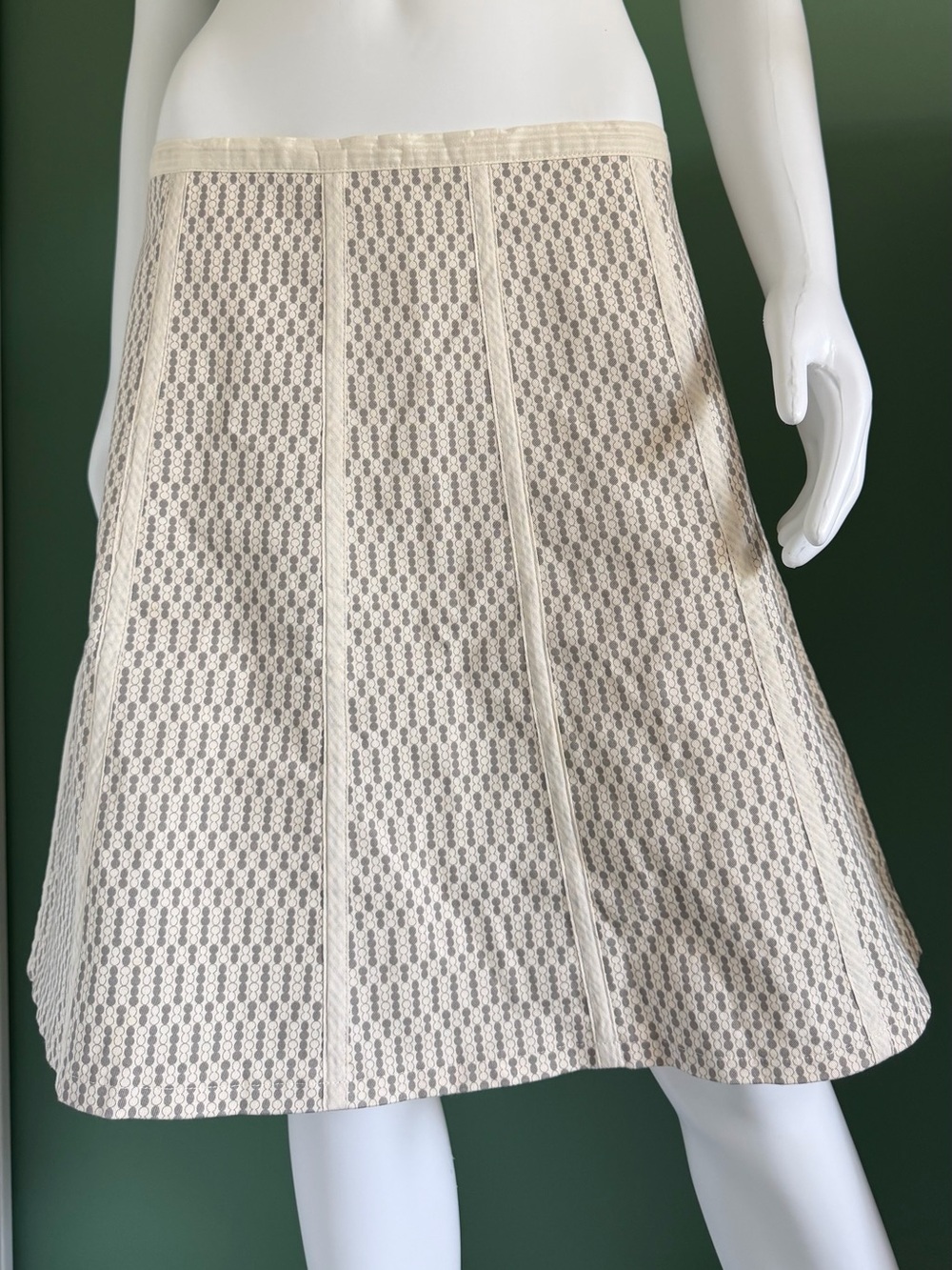 Proenza Schouler Gray and White A-Line Skirt with Panel Detailing